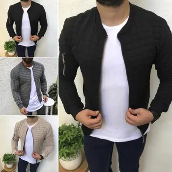 

Fashion Men Autumn Round Neck Long Sleeve Slim Fite Zip Jacket Casual Sports Coat