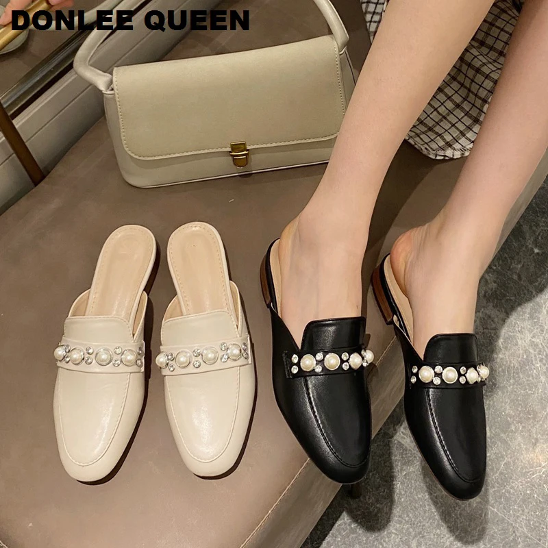 Шлепанцы DONLEE QUEEN женские на плоской подошве дизайнерские брендовые мюли