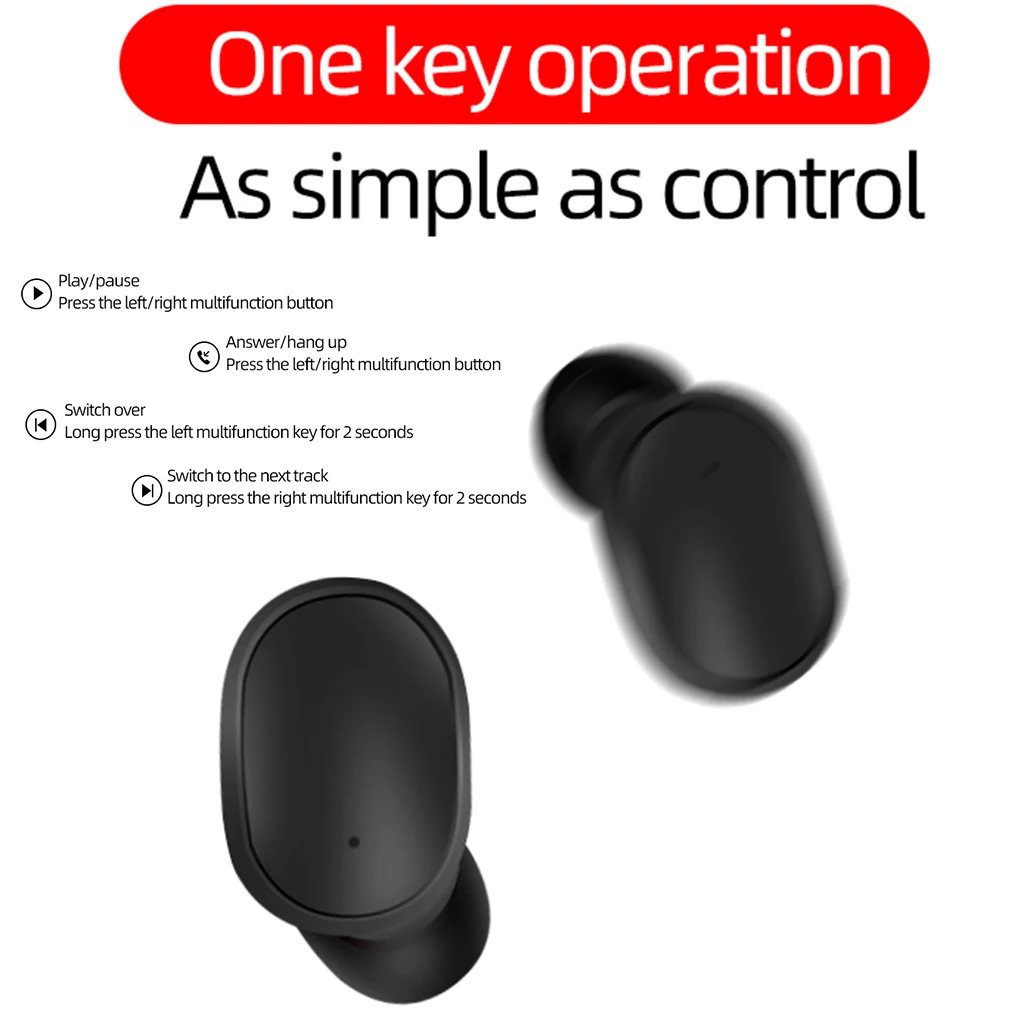 A6S Bluetooth Headsets For Redmi Airdots Wireless Earbuds 5 0 TWS Earphone Noise Cancelling Mic for Xiaomi iPhone Huawei Samsung