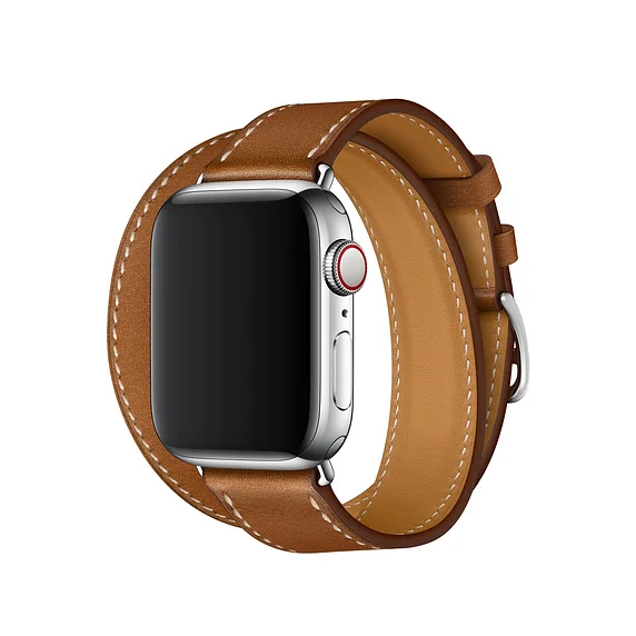 fauve Кожаный ремешок для часов iwatch ремешок 44 мм 42 мм двойной тур очень длинный Браслет наручный ремень для Apple watch серии 5 4 3 38 мм 40 мм - Цвет ремешка: fauve