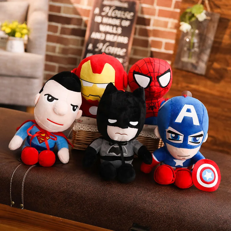 27 см Marvel Мстители 4 супергерой персонал плюшевые куклы Капитан Америка Железный человек Человек-паук Бэтмен Супермен плюшевые мягкие игрушки
