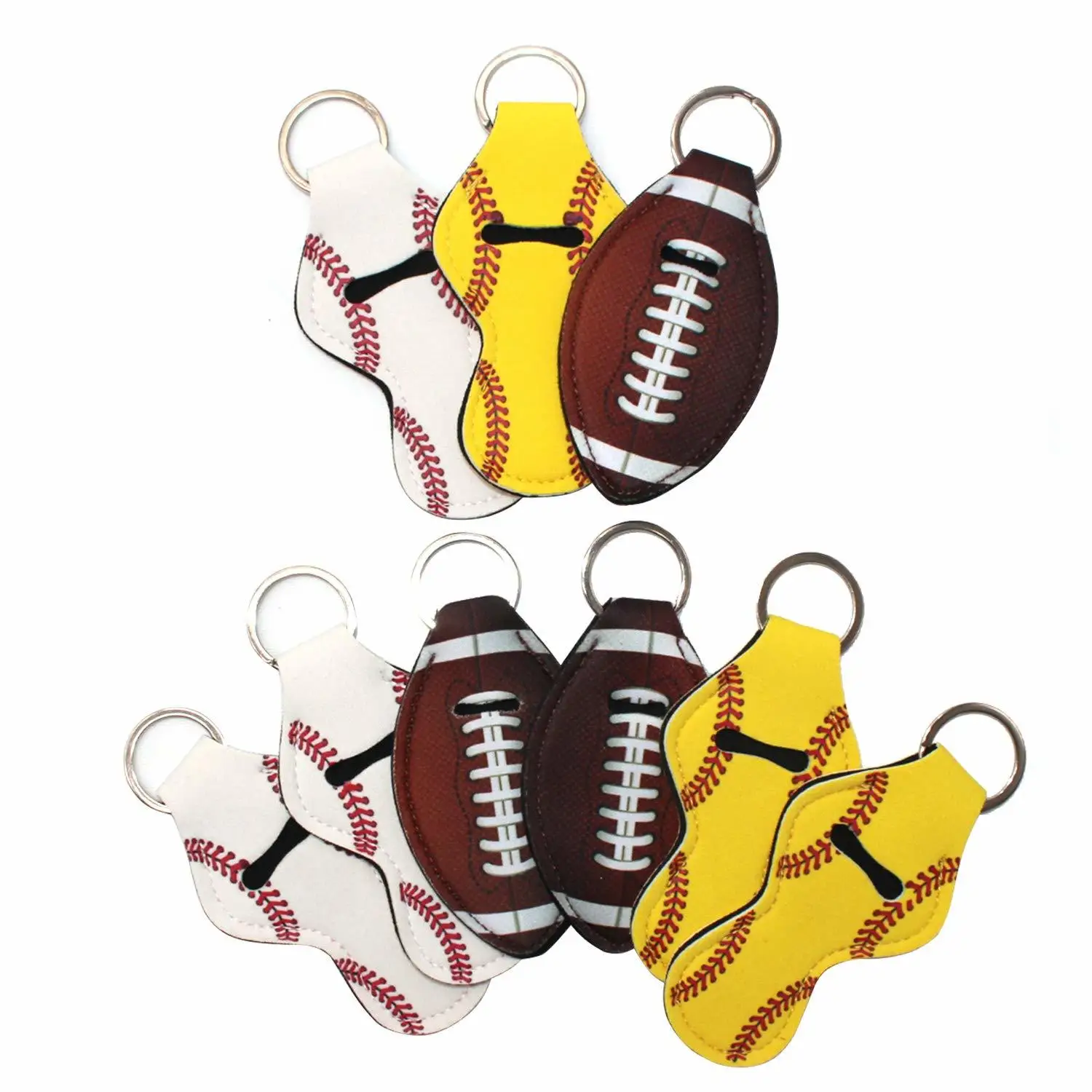 

9Pieces Neoprene Chapstick Holder Keychain 3Different Softball Design Lipstick Protective Cases Cover Portable Balm Holders
