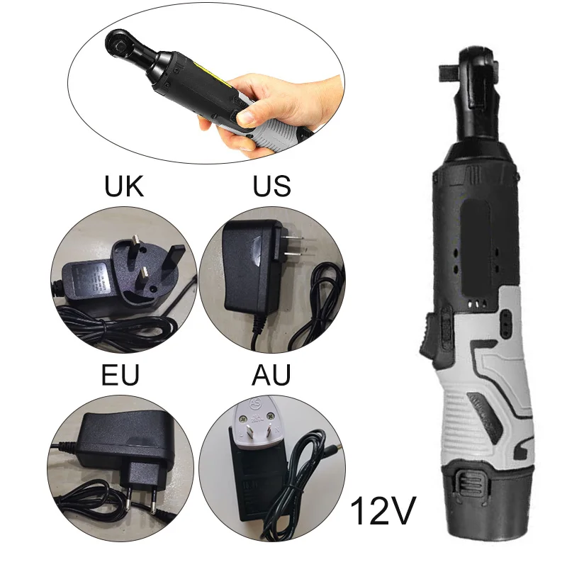 Для ремонта и обслуживания 12V 3/8 дюймов Перезаряжаемые Беспроводной электрический ключ с трещоткой w/Зарядное устройство+ Батарея рукоятка покрыта нескользким материалом 0-300r/мин