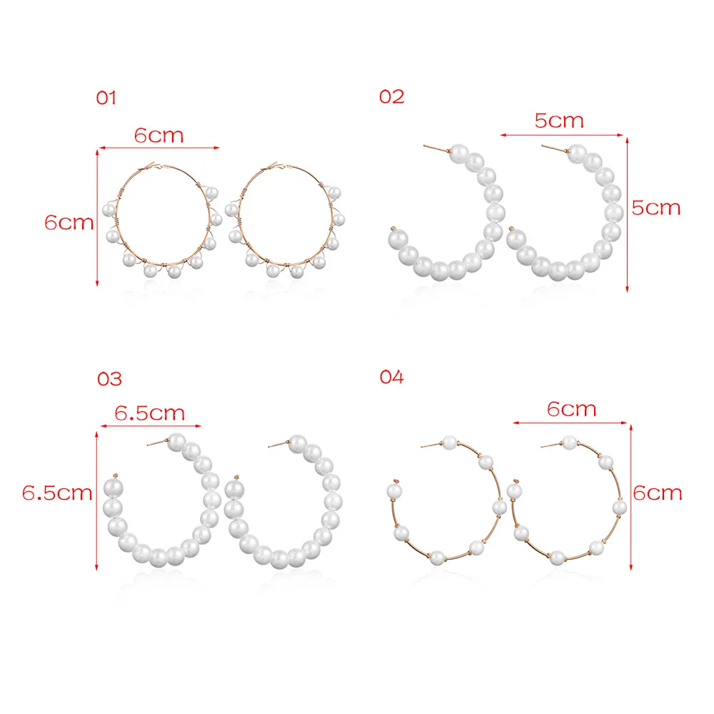 1 пара модный большой круг обруч круглые Висячие серьги для женщин Имитация Жемчуга сережки модные ушные ювелирные украшения