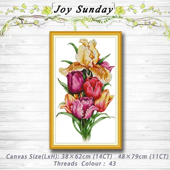 

Tulip flower decor painting 14CT 11CT counted cross stitch kits embroidery sets Needlework Sets Home decor
