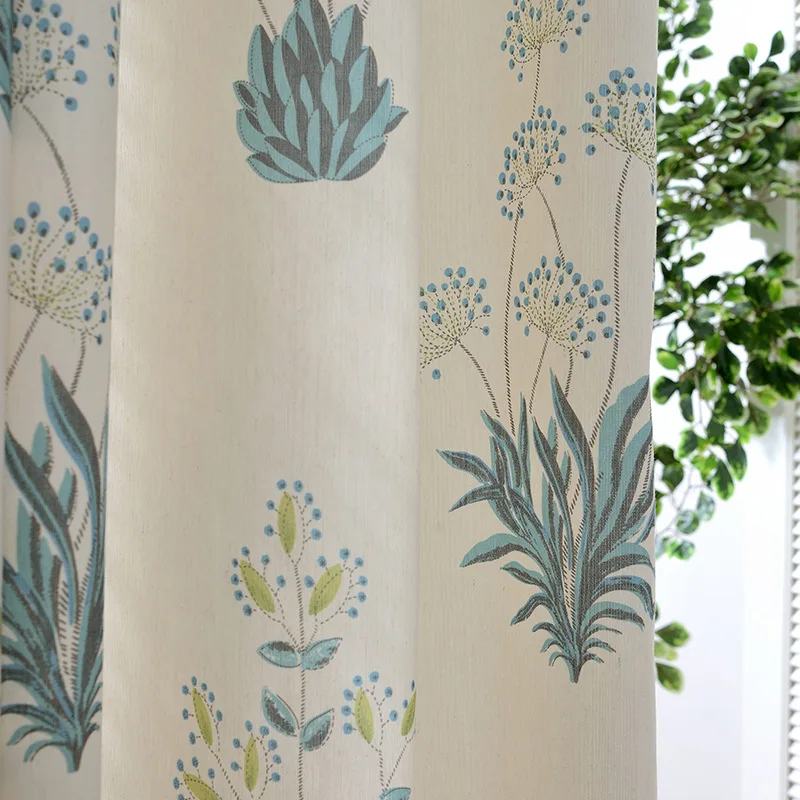 

Modern pastoral American style curtains sunshade plant printed curtains for living room and bedroom for home comfort