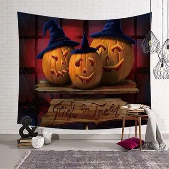 

Trick Or Treat Halloween Wall Tapestry Fabrics Farmhouse Decoration Woven Wall Hanging Decor Headboard Bed Beach Towels