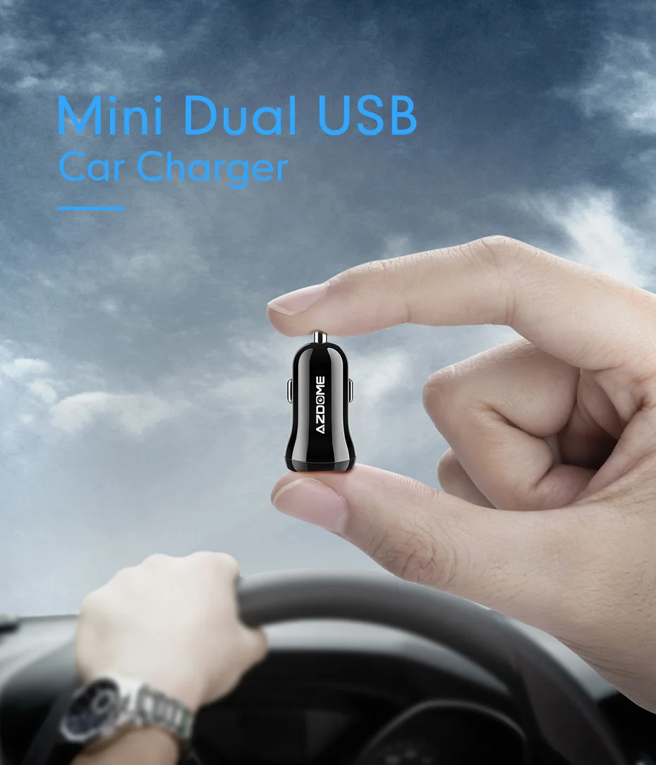 AZDOME мини-usb зарядное устройство для авто с контрастным Зарядное устройство для мобильных телефонов и планшетов 4.8A быстро Зарядное устройство автомобиля-Зарядное устройство с двумя портами USB адаптер в автомобиле для M11 GS63H Dash Cam