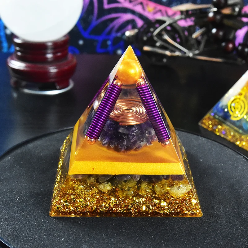 Nature Quartz Large Size Orgonite  Authent Chakra Accumulator For Abundance Orgone Pyramid Home Decoration