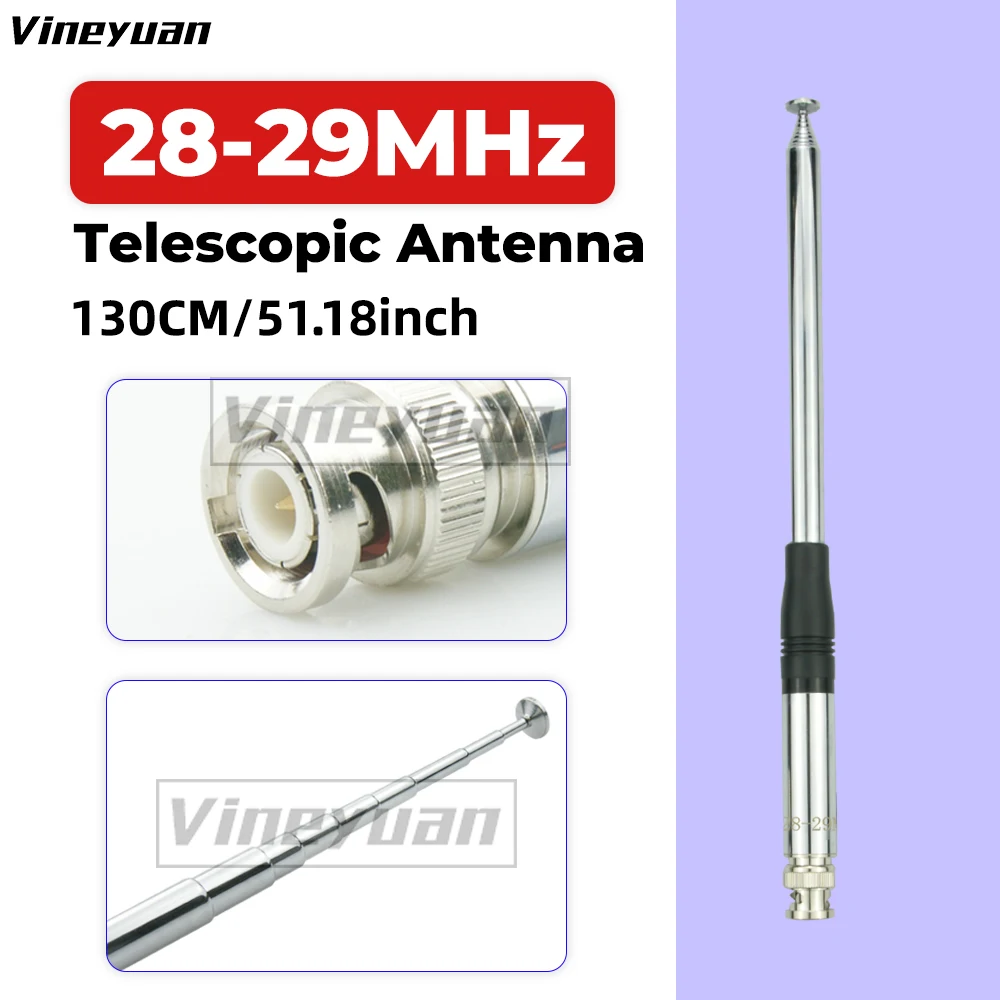 2022 새로운 28-29MHz BNC 남성 텔레스코픽 커넥터 라디오 안테나 130cm/51.18inch 28-30MHz CB 라디오 긴 안테나 