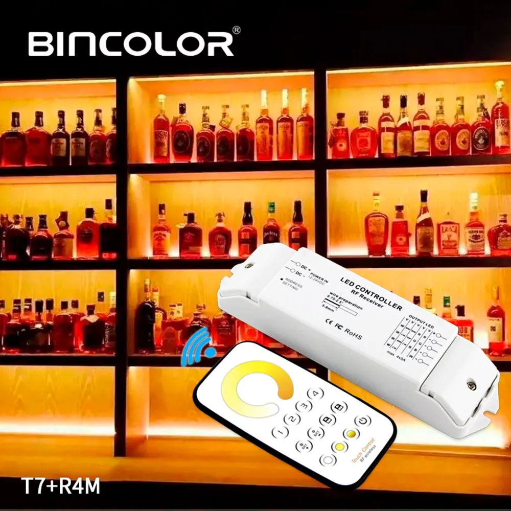 Bincolor T7 + R4M многозонный пульт управления CCT Max 4A * 5CH RF беспроводной дистанционного с