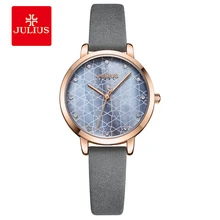 Julius Брендовые женские кварцевые часы простые повседневные кожаные часы сетчатые водонепроницаемые наручные часы с циферблатом модные женские часы