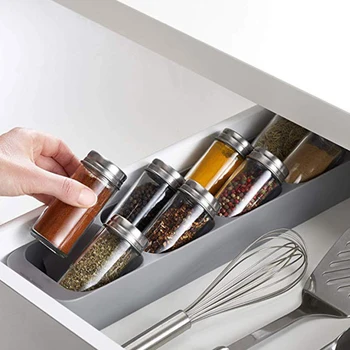 

Kitchen Spice Storage Rack 8 Holes Sauce Spice Bottle Holder Rack Cabinet Drawer Organizer For Spice Seasoning Storage Box