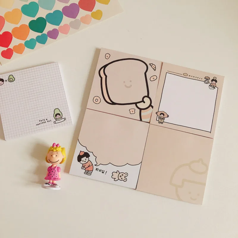 

50 Sheets Cartoon Girl Notebook Non-sticky Note Concise Planner Stickers Kawaii Note Diy Diary Student Plan School Stationery