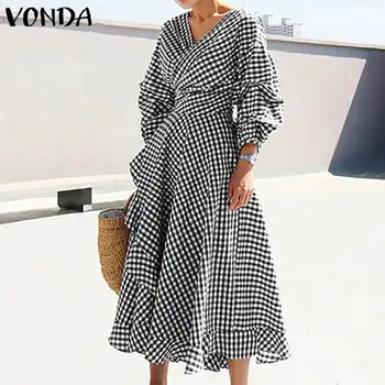 

Women Dress 2020 Summer Casual Loose Dot Printed Beach Party Sundress Vintage Dress Office Ladies Plus Size Vestidos S-5XL