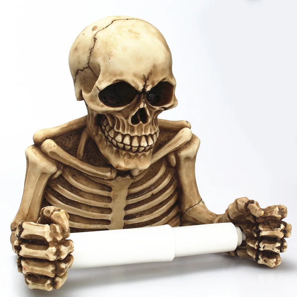8 Creative Skull Toilet Paper Holder Wall Mount Tissue Box Paper Roll Holder 3D Sanitary Paper Storage Bar Bathroom Organizer
