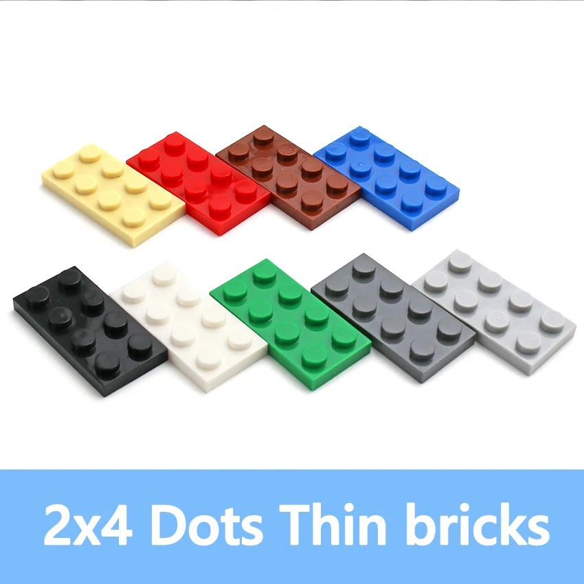 얇은 그림 벽돌 2x4 도트 DIY 빌딩 블록, 교육용 크리에이티브 크기, 3020 플라스틱 장난감 호환 가능