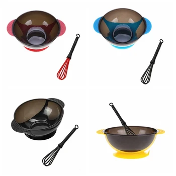 Günstige Kunststoff Haar Dye Bowl Mixer Set Invertiert Salon Film Saugnapf Nicht-Slip Silikon Färbung Barber Shop DIY Rührer Creme