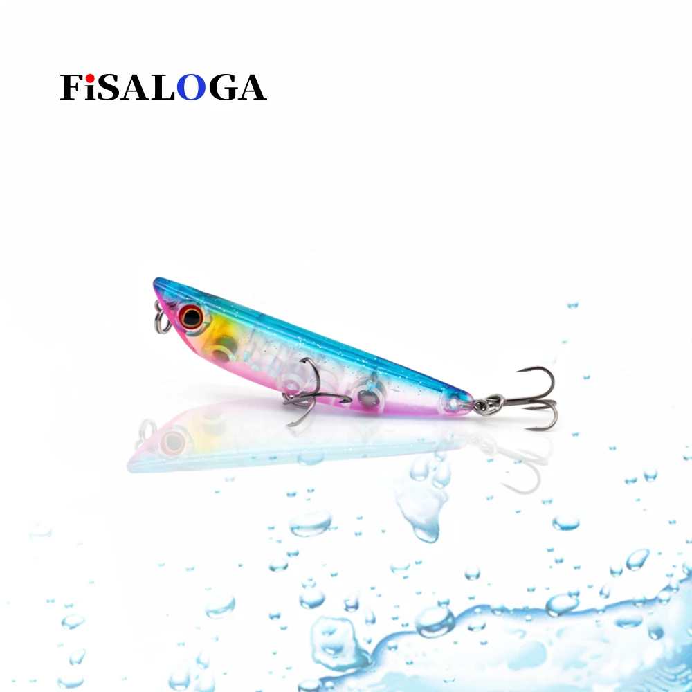 Topwater приманка для рыбалки карандаш 8 см 9 г воблер плавающий Джеркбейт FiSALOGA прогулки собака форель, щука наживка для ловли Карпов подарок 2 высокочастотный крючок VMC - Цвет: Color A