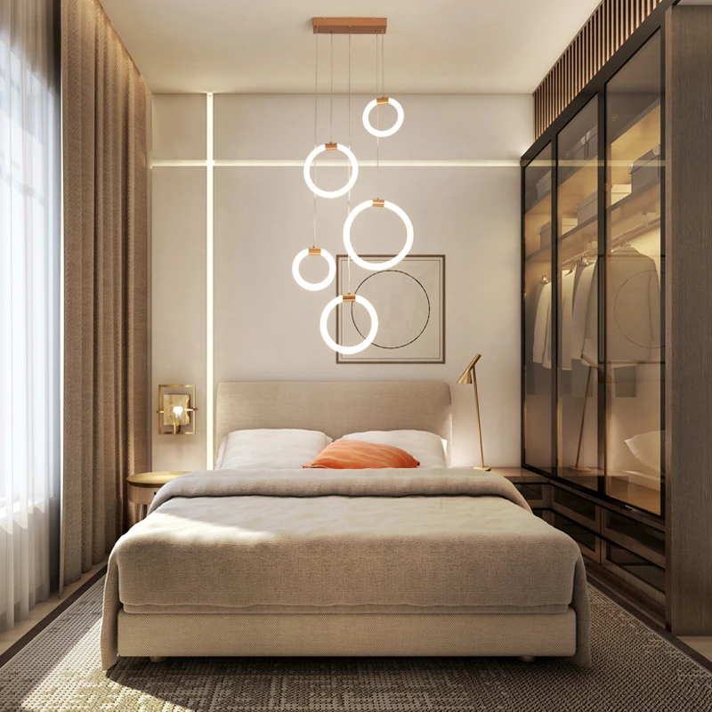 

Люстра современная Минималистичная дуплексная, креативное освещение для кафе в скандинавском стиле, атмосферное светодиодное кольцо для ресторана