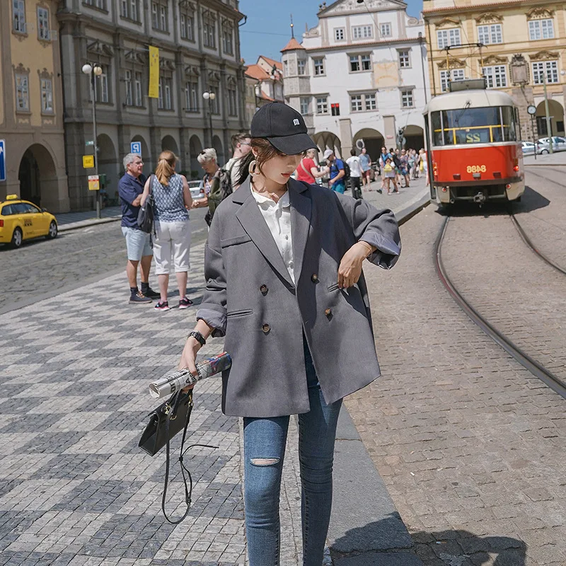 

Photo Shoot 2019 New Style Oversize Online Celebrity Small Suit Women's Korean-style British-Style Sense of Design Non-mainstrea