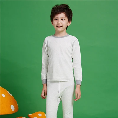 Kids Long Sleeve Pijamas Sets Children Cotton Comfortable Pajamas Sleepwear Boy Solid Autumn Winter Fashion Pajama Suit AA60512 - Цвет: Серый