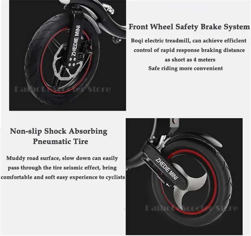 Daibot Two Wheel Electric Scooter Electric Bicycle 14 Inch 500W Portable Mini Folding Adult Electric Bicycle  (2)