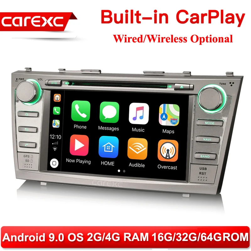 CarExc Android 9 0 Автомобильный мультимедийный плеер с CarPlay для Toyota Aurion 2006 2011 Camry 07 09