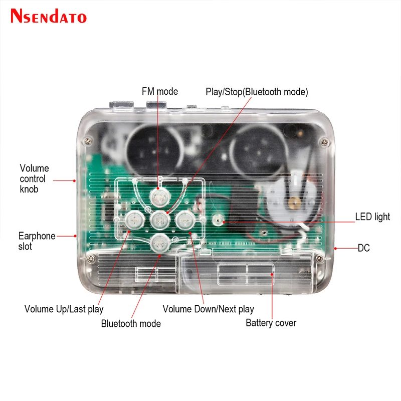 Sistema Multimídia Pessoal de Plástico Conversor com Adaptador de Tocador Misic Rádio fm Bluetooth Estéreo Transmissor e Reprodutor - Image 5