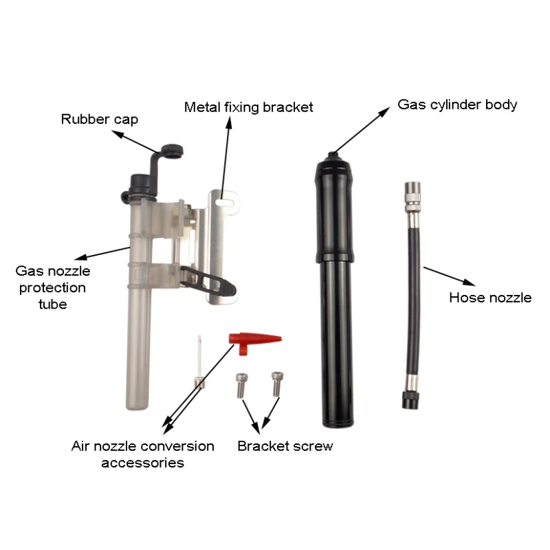 Mountain Bike Air Pump 260 PSI High-Pressure Bicycle Hand Air Pump Inflator Basketball Volleyball Pump Fits Schrader Prestan