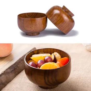 

1Pc Wooden Bowl Japanese Style Wood Rice Soup Bowl Salad Bowl Food Container Large Small Bowl for Kids Tableware Wooden Utensils