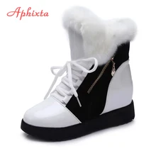APHIXTA/зимние ботинки; женская обувь из лакированной кожи; теплые женские ботинки с плюшевой подкладкой; водонепроницаемые ботильоны на меху