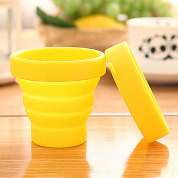 Yellow Портативная силиконовая телескопическая складная чашка, уличная Выдвижная Складная Питьевая чашка для путешествий, кемпинга, кофейная чашка для воды, зуб, жук - Цвет: Yellow