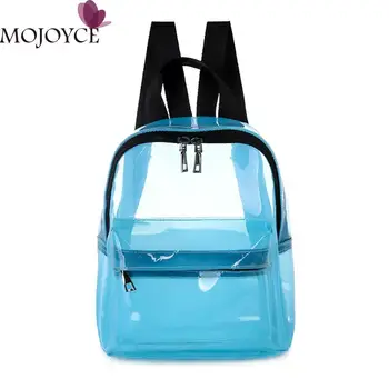 

Female Fashion Solid Color Small Clear Transparent Women Backpacks Pvc Jelly Mini Teenage Girls Student Schoolbag Shoulder Bags