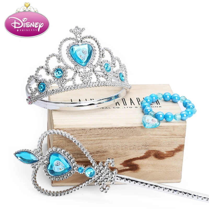 Disney «Холодное сердце» 2 платья Эльзы и в форме сердца в форме короны палочка серьги кольцо комплект ювелирных изделий для девочек подарок на день рождения disney платье принцессы Анны и Эльзы для девочек, набор для макияжа