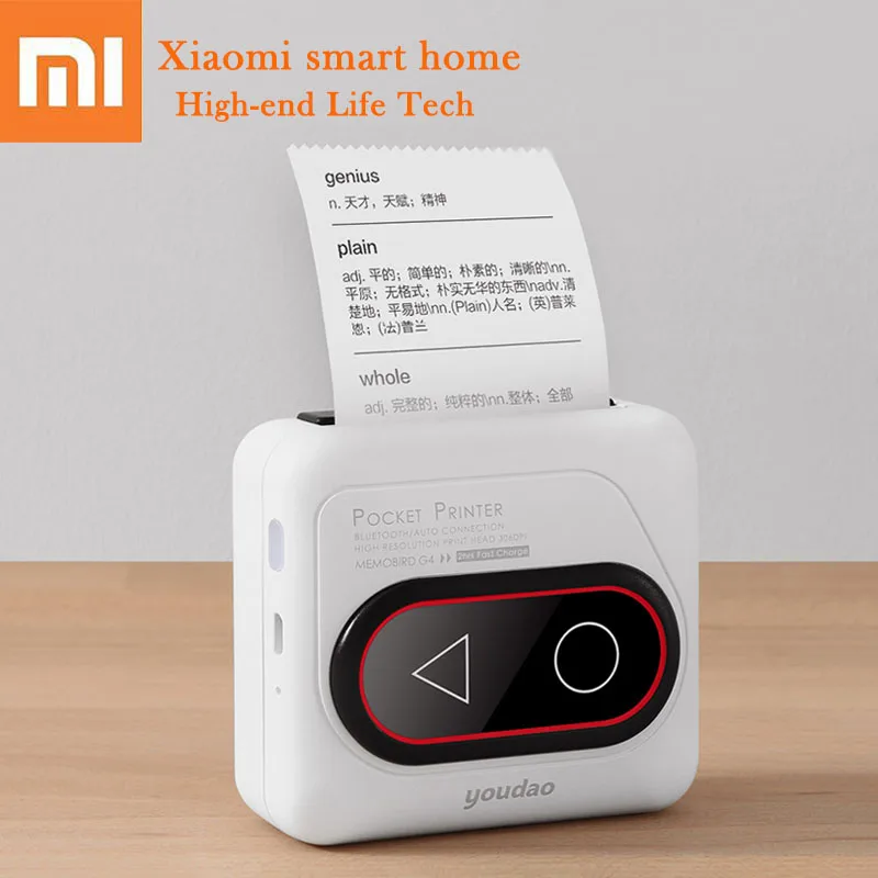 

Xiaomi Youdao Bluetooth Printer Portable Pocket Mini Thermal Printer Full HD 306dpi Chargeable Wireless Picture Photo Printers