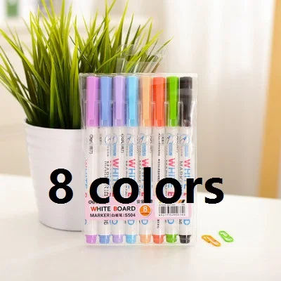 8 Colors S504 8/12 Цветов стираемый маркер для белой доски перо дети домашний декор учатся обучения шариковая ручка с жидкими чернилами школьные канцелярские принадлежности для кулинарно-деликатесной продукции S506 - Цвет: 8 Colors S504
