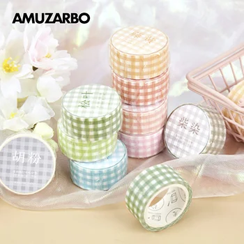 

Simple Fresh Basic Plaid Washi Paper Tape Creative Hand Account DIY Planning Masking Tape Decorative Stickers 10 Color