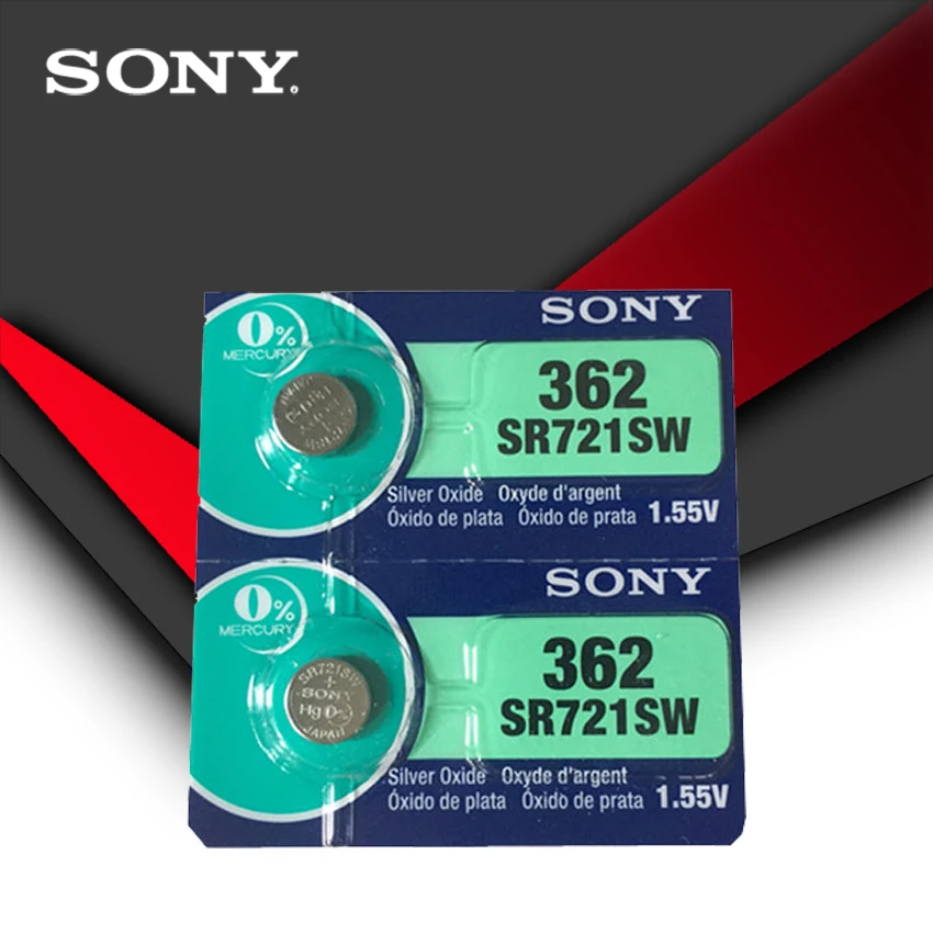2pcs Sony 100 Original 362 SR721SW V362 GP62 AG1 1.55V Silver Oxide
