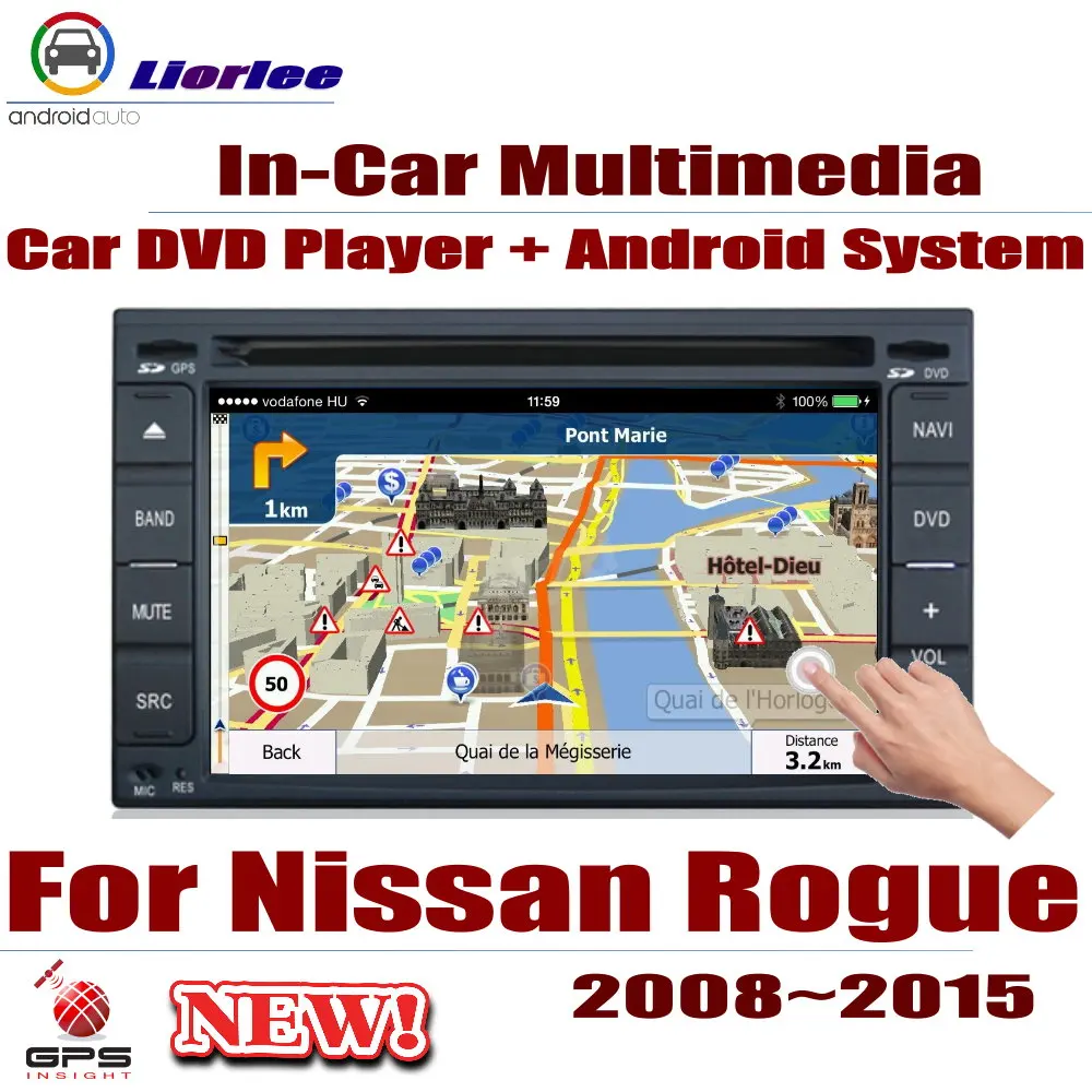 자동차 DVD 플레이어, 안드로이드 시스템 라디오 오디오 비디오 스테레오, 닛산 로그/로그 S 2008 2015 IPS LCD