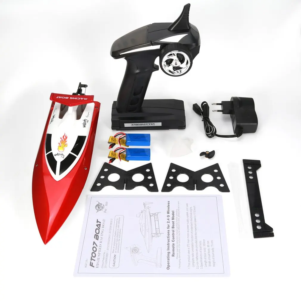 

Feilun FT007 2.4G 4CH Water Cooling RC Racing Boat 20km/h Super Speed Electric RC Boat Toy Remote Control Boats with 2 Batteries