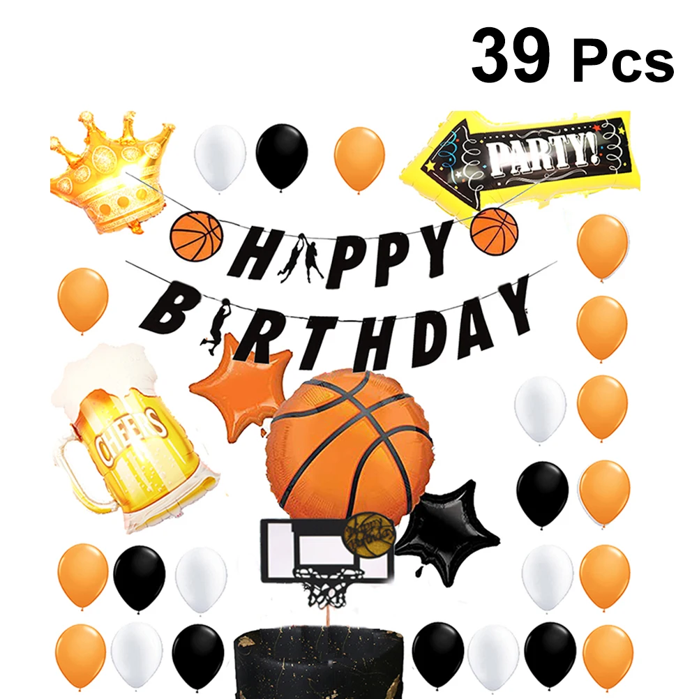 

39pcs Basketball Themed Aluminiumn Film Balloon Set For Birthday Party Decorations Bunting Garland Hanging Banners Cake Topper