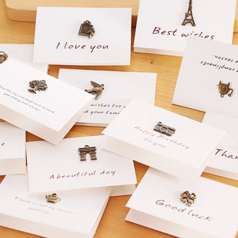 

2Set Creative Envelope Small Happy Birthday Postcard Greeting Gift Cards Metal 3D Handmade Holiday Blank Thank You Card
