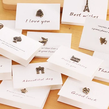 

2Set Creative Envelope Small Happy Birthday Postcard Greeting Gift Cards Metal 3D Handmade Holiday Blank Thank You Card