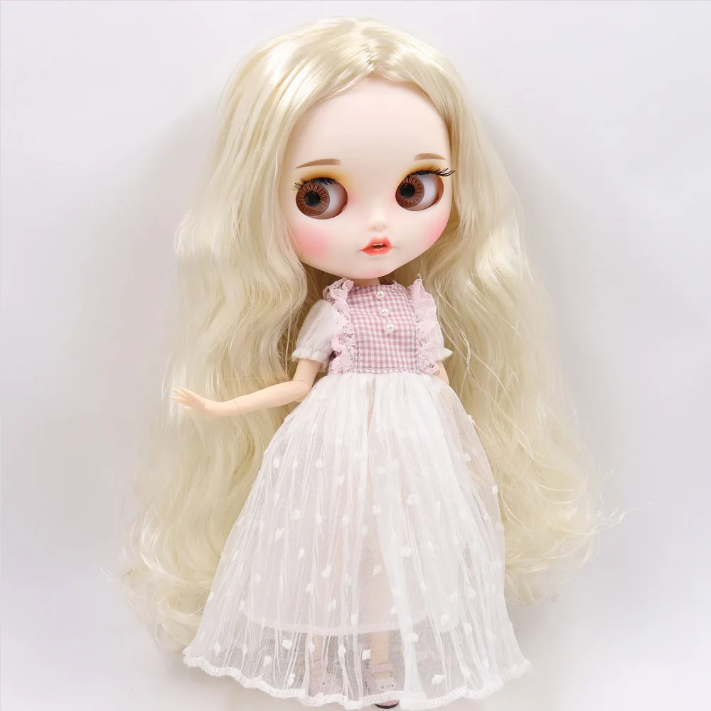 ICY Nude Blyth Doll No. BL6025 Blonde hair Carved lips Pouting mouth Matte customized face Joint body 1/6 bjd - Цвет: a set like pic
