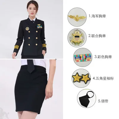 Skirt Sets Женская уличная Деловая одежда военно-морская форма костюмы капитана тонкий спортивный костюм брюки юбка наборы высокого качества Повседневный женский костюм - Цвет: Skirt Sets
