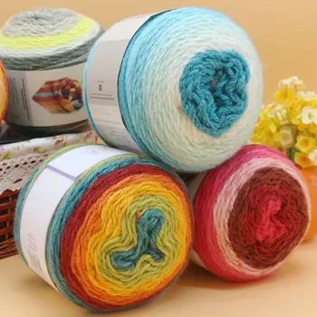 

200g/roll Thick Yarn Segment Dyed Wool Scarf Yarn Rainbow Yarn Colorful Wool Crochet Yarn DIY Knitting Yarn