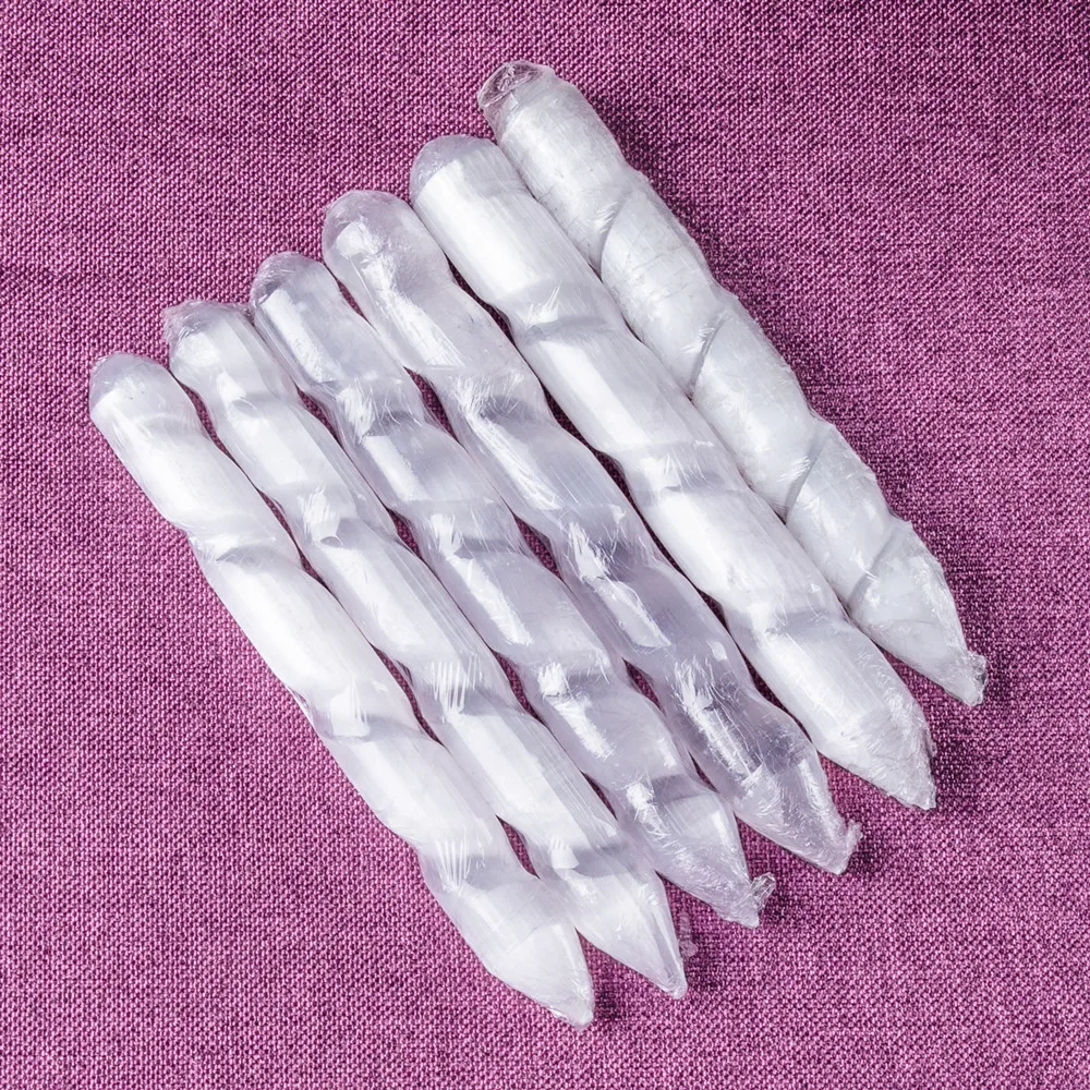 

Polished Natural Rock Selenite Crystal Quartz Wand White Gypsum Gemstones Massage Stick Crystal Reiki Healing ecoration Crafts