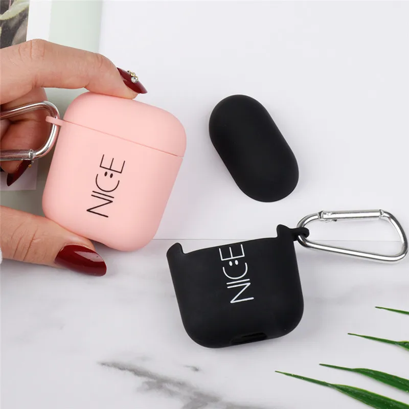 OTTWN For Apple Airpods 1 2 Silicone Case PC Cute Smiley Face Simple Earphone Hard Case Protection Portable Earphone Case Scrub