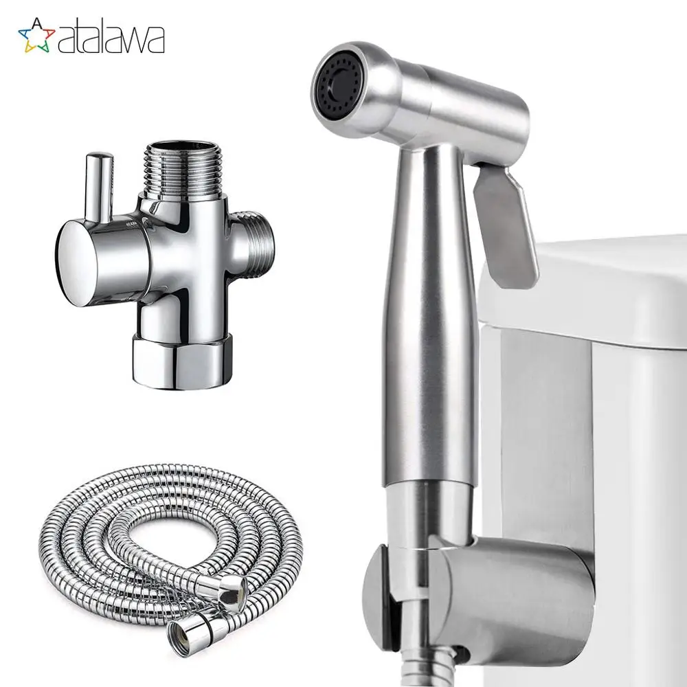 

Handheld Bidet Sprayer Set, Atalawa Stainless Steel Toilet Hand Bidet Faucet Cloth Diaper Spray Kits Portable Muslim Shower #503